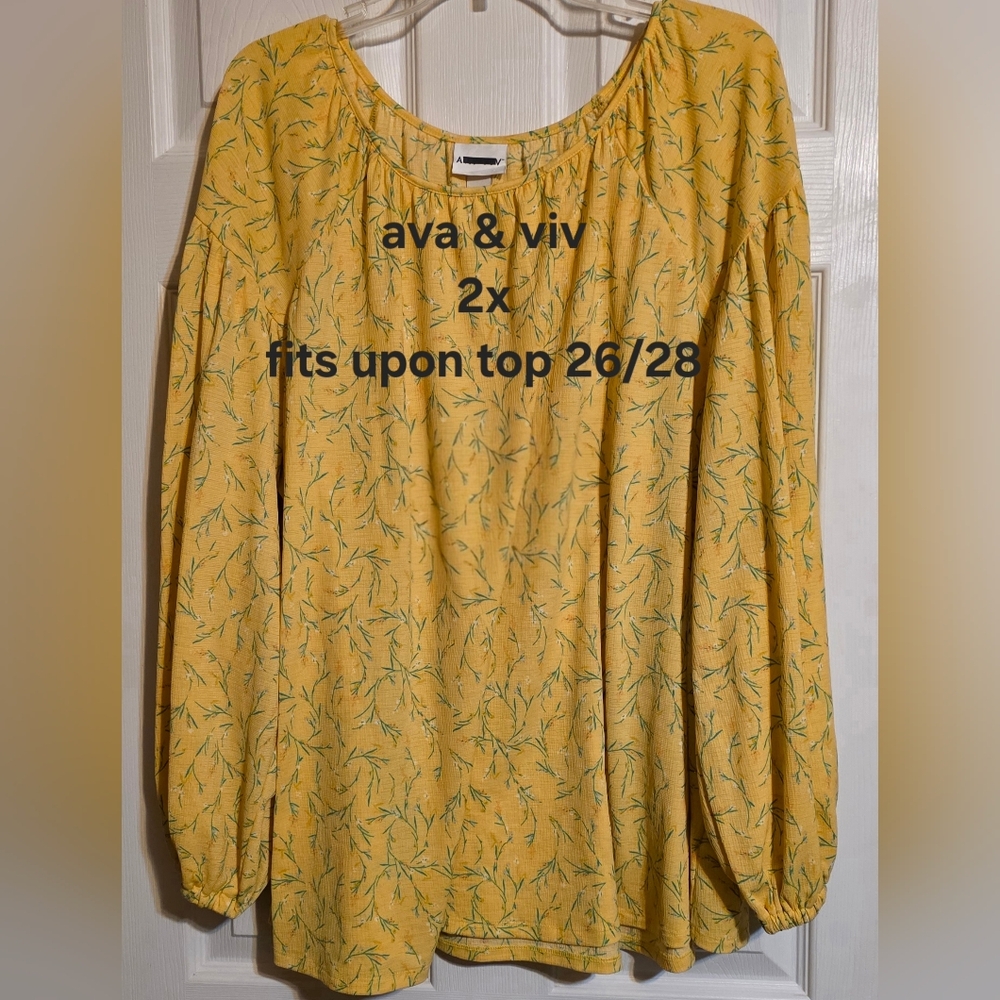 Ava & Viv Yellow Floral Peasant Blouse